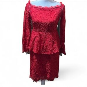 NWOT Rosebud Red Lace Long Sleeve Dress L